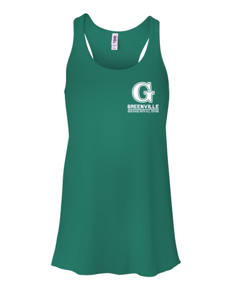 Green Flowy Tank Top | Left Chest Print | Babe Ruth Greenville All-Stars