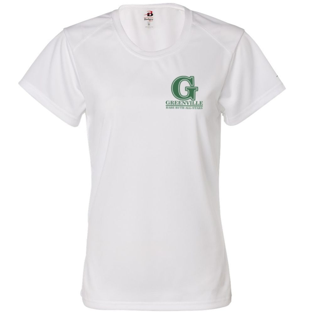 Ladies White Performance Top | Left Chest Print | Babe Ruth Greenville All-Stars