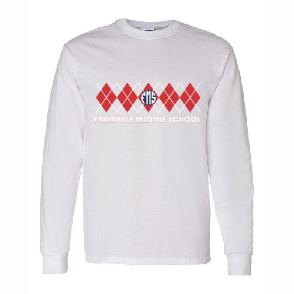 Farmville Middle School | Long-Sleeve T-Shirt | FMS Argyle Design | Multiple Colors
