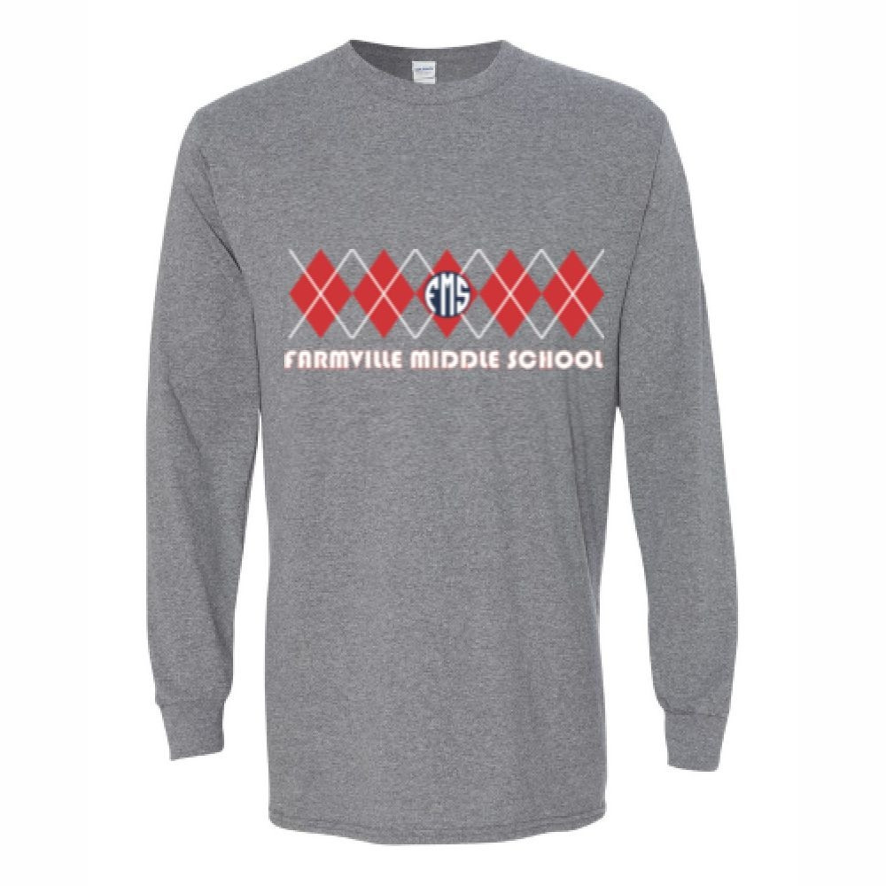 Farmville Middle School | Long-Sleeve T-Shirt | FMS Argyle Design | Multiple Colors