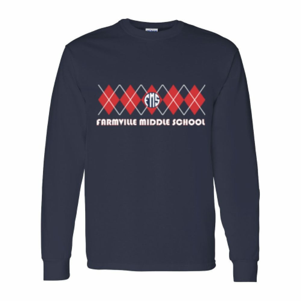 Farmville Middle School | Long-Sleeve T-Shirt | FMS Argyle Design | Multiple Colors