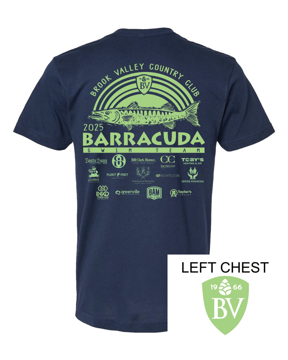 Brook Valley CC Barracuda Swim Team Cotton Tee | Sizes for Whole Family