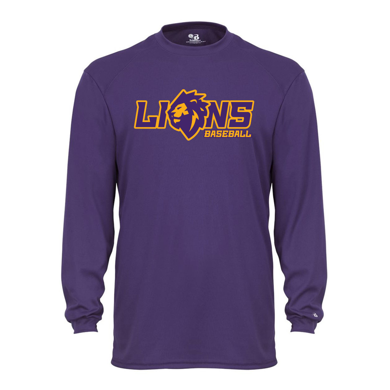 Lions Baseball | Lion Head Logo | Long-Sleeve Performance Tee