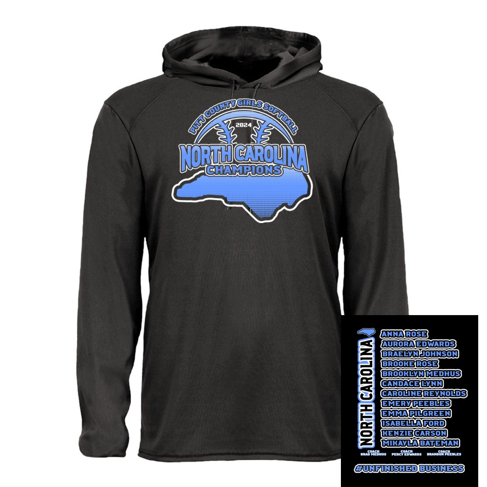 2024 North Carolina Champions | Hooded Long-Sleeve Performance Tee | Proceeds Benefit the Team