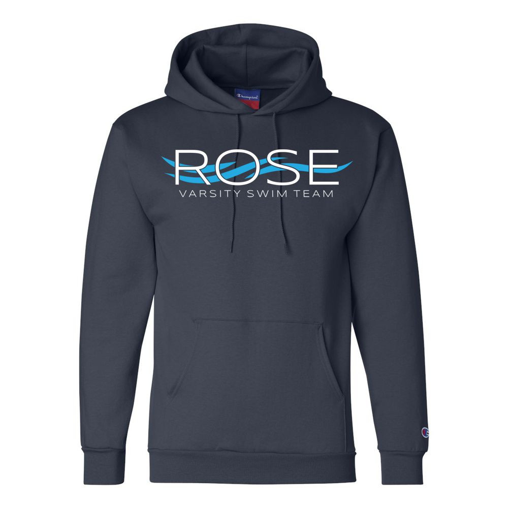 JH Rose Swimming | Rose Wave Logo | Champion Powerblend® Hooded Sweatshirt
