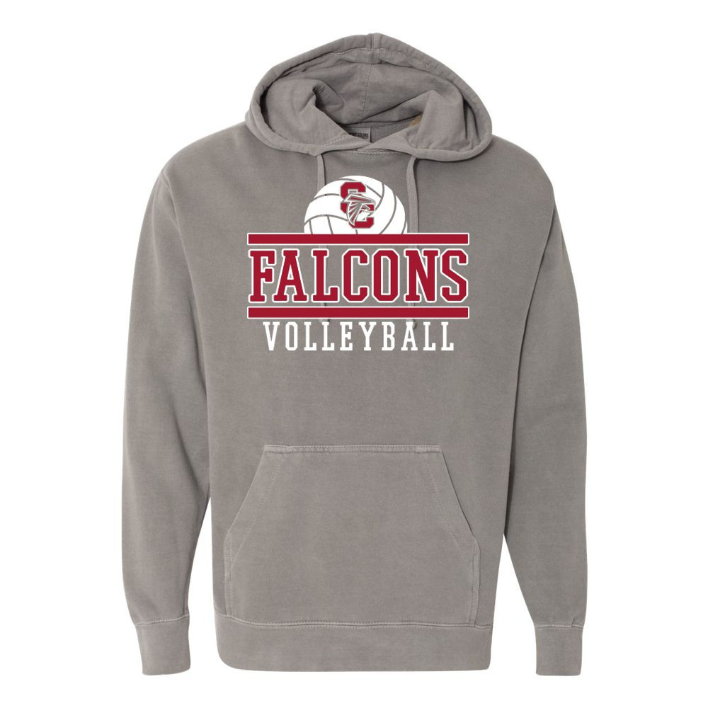 South Central Volleyball | Falcons Volleyball Logo | Comfort Colors Hooded Sweatshirt
