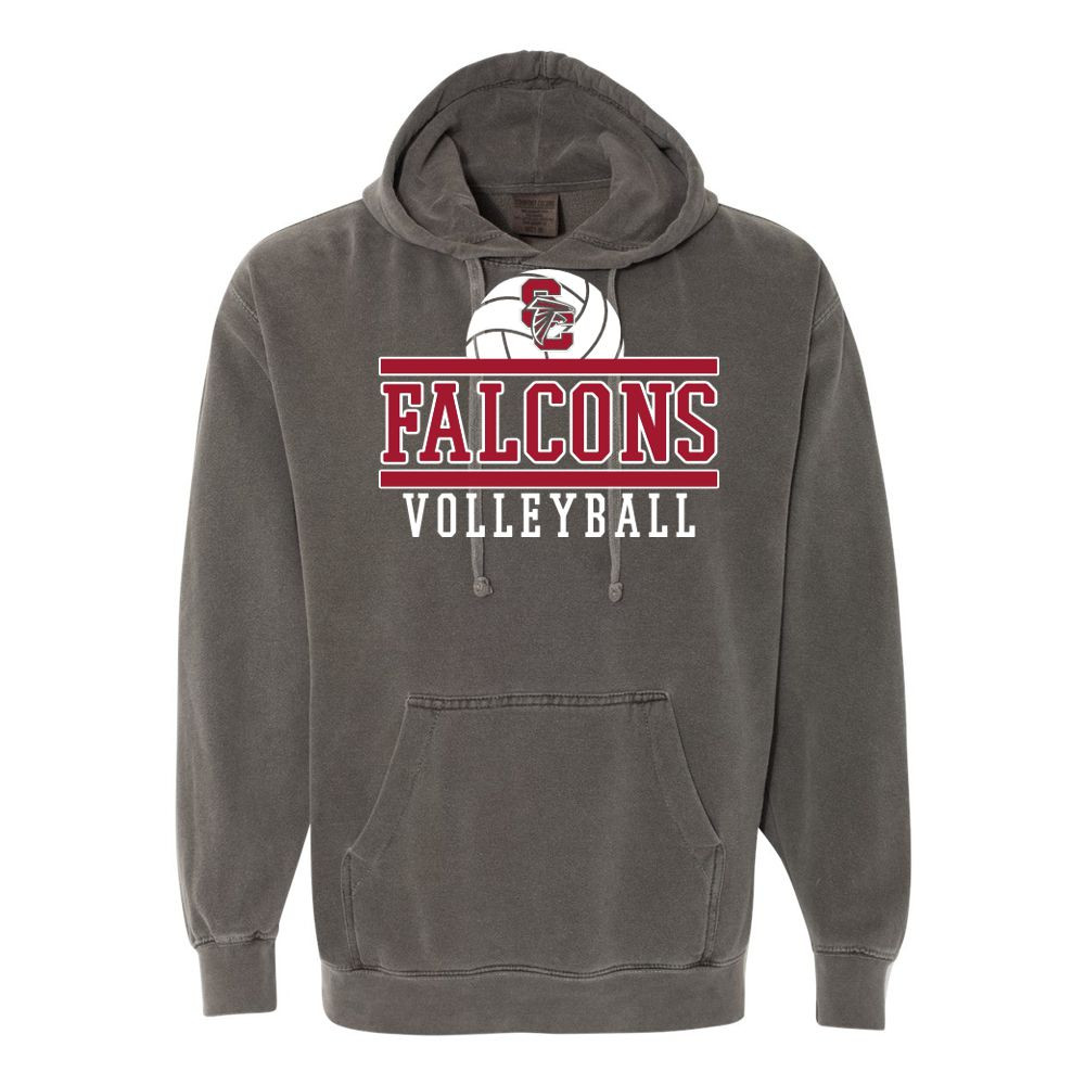 South Central Volleyball | Falcons Volleyball Logo | Comfort Colors Hooded Sweatshirt