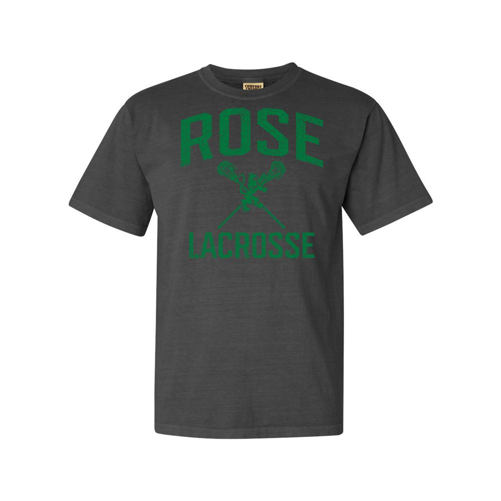 JH Rose Lacrosse | Distressed Rose Lacrosse Logo | Short-Sleeve Comfort Colors