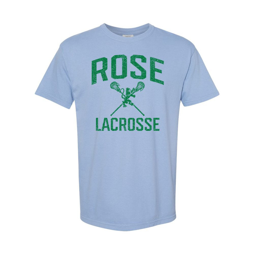 JH Rose Lacrosse | Distressed Rose Lacrosse Logo | Short-Sleeve Comfort Colors