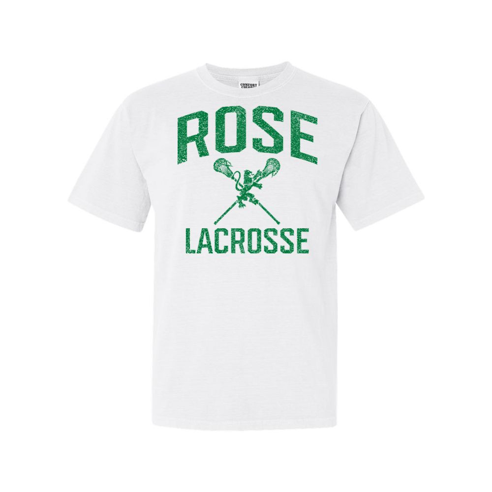 JH Rose Lacrosse | Distressed Rose Lacrosse Logo | Short-Sleeve Comfort Colors