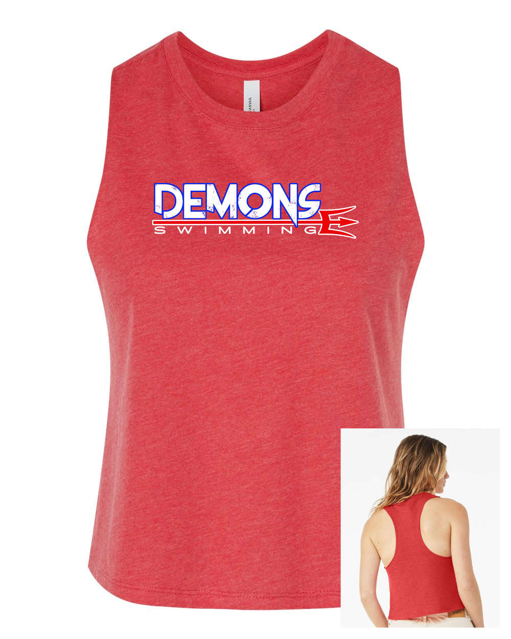 Darnestown Swim Team | Block Logo | Cropped Muscle Racerback Tank Top
