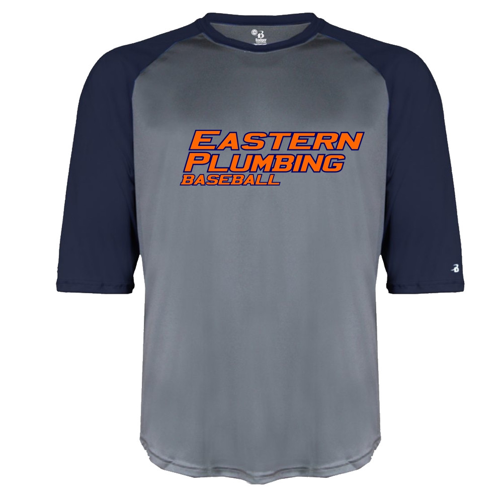 Eastern Plumbing Navy/Smoke Raglan Performance Tee