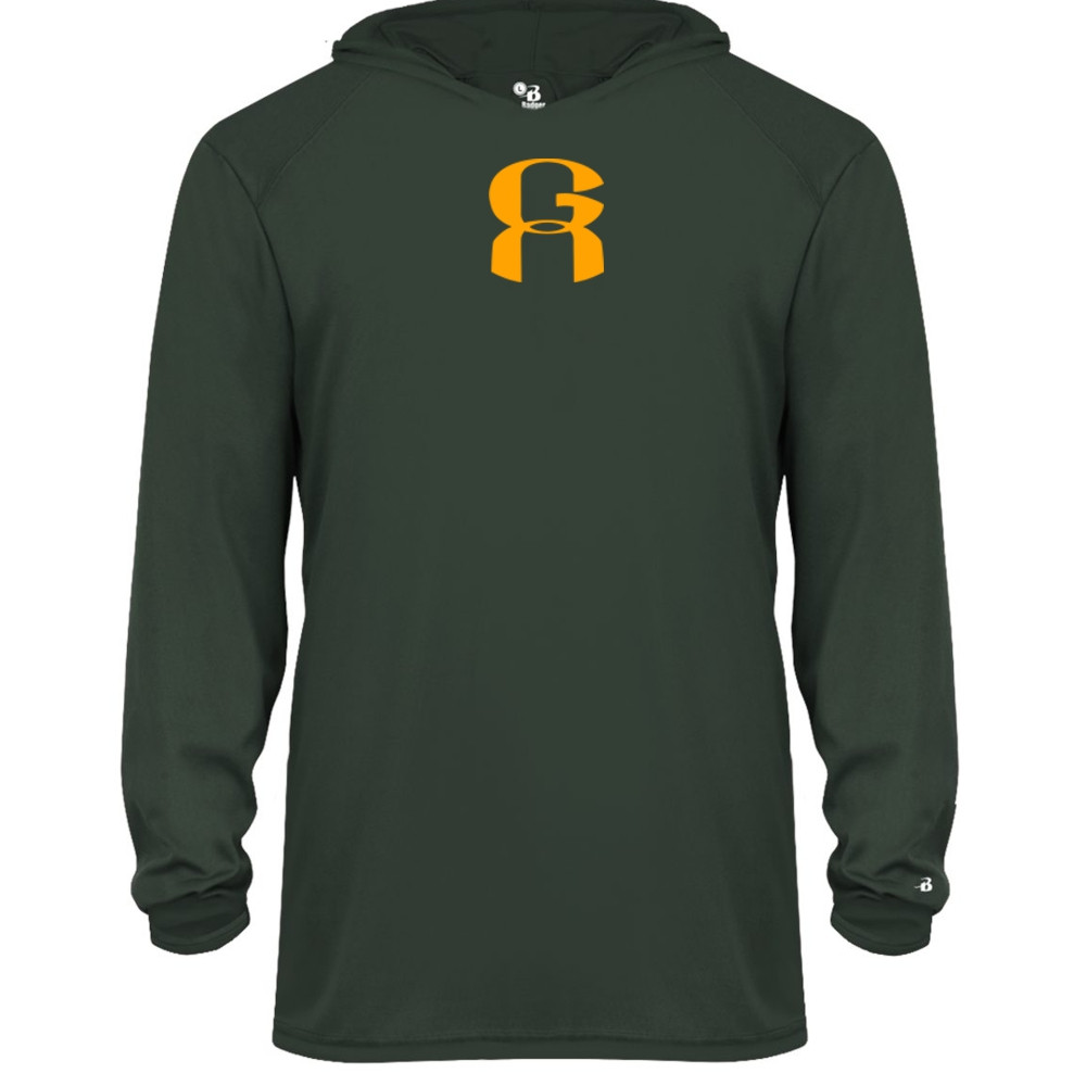 GA Long-Sleeve Hoodie Performance Tee | Multiple Colors | Small Center Logo
