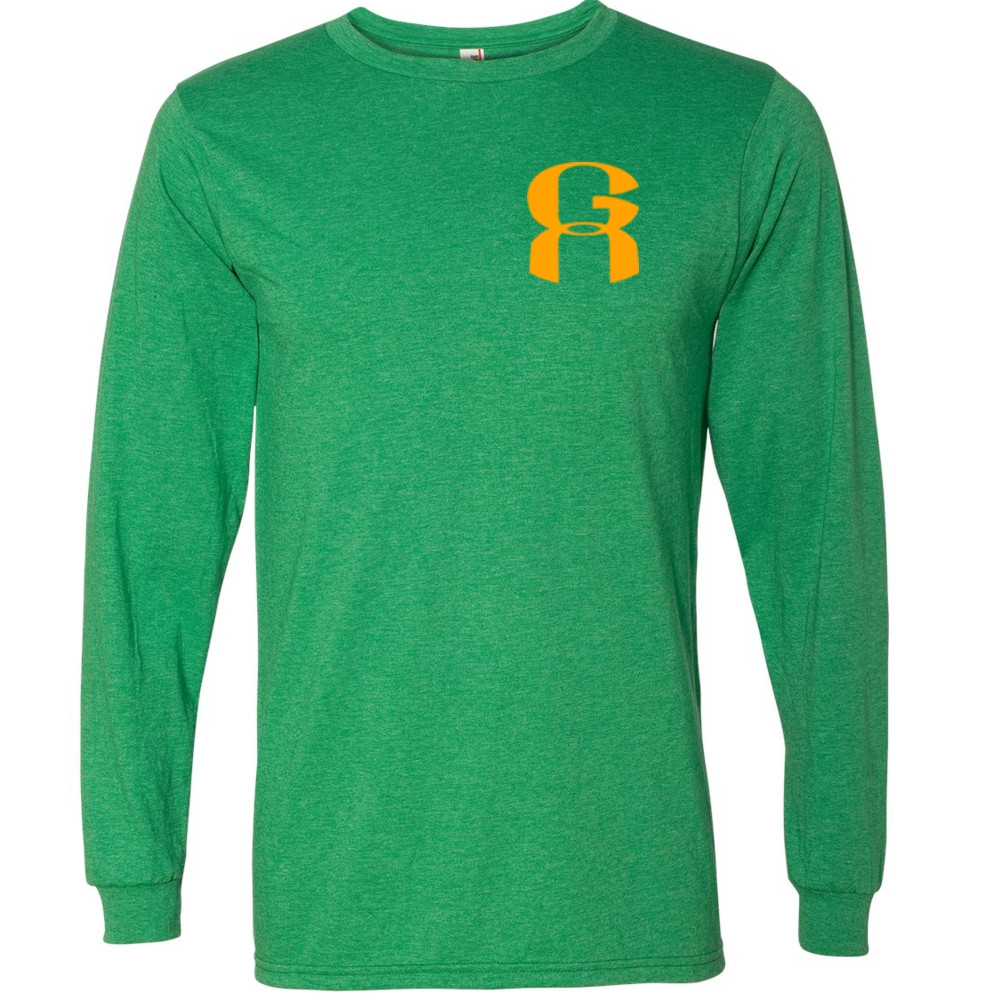 GA Long-Sleeve Heathered Cotton Tee | Small GA Left Chest