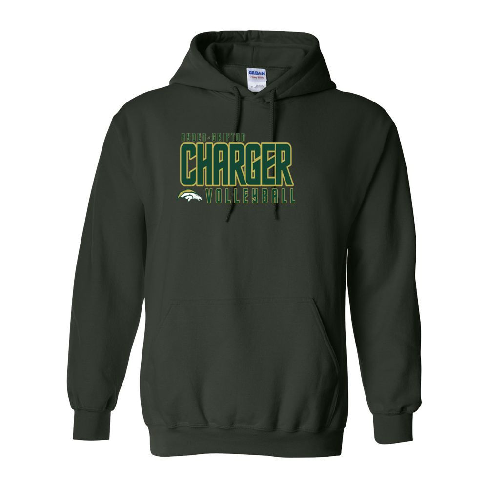 Ayden-Grifton Volleyball | Charger Word Logo | Cotton Hooded Sweatshirt