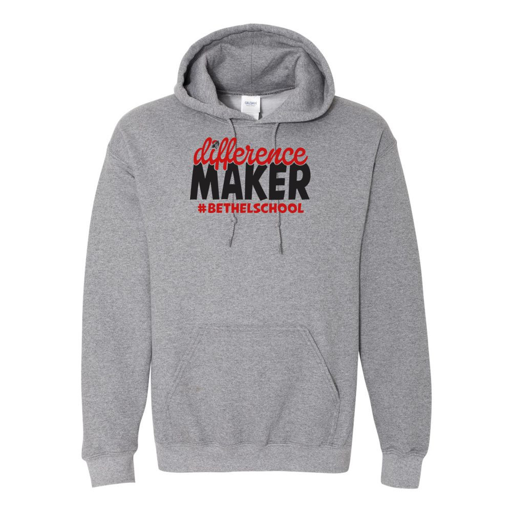 Bethel School | Difference Maker Logo |  Cotton Hooded Sweatshirt | Multiple Colors