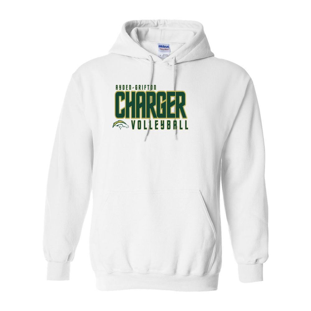 Ayden-Grifton Volleyball | Charger Word Logo | Cotton Hooded Sweatshirt