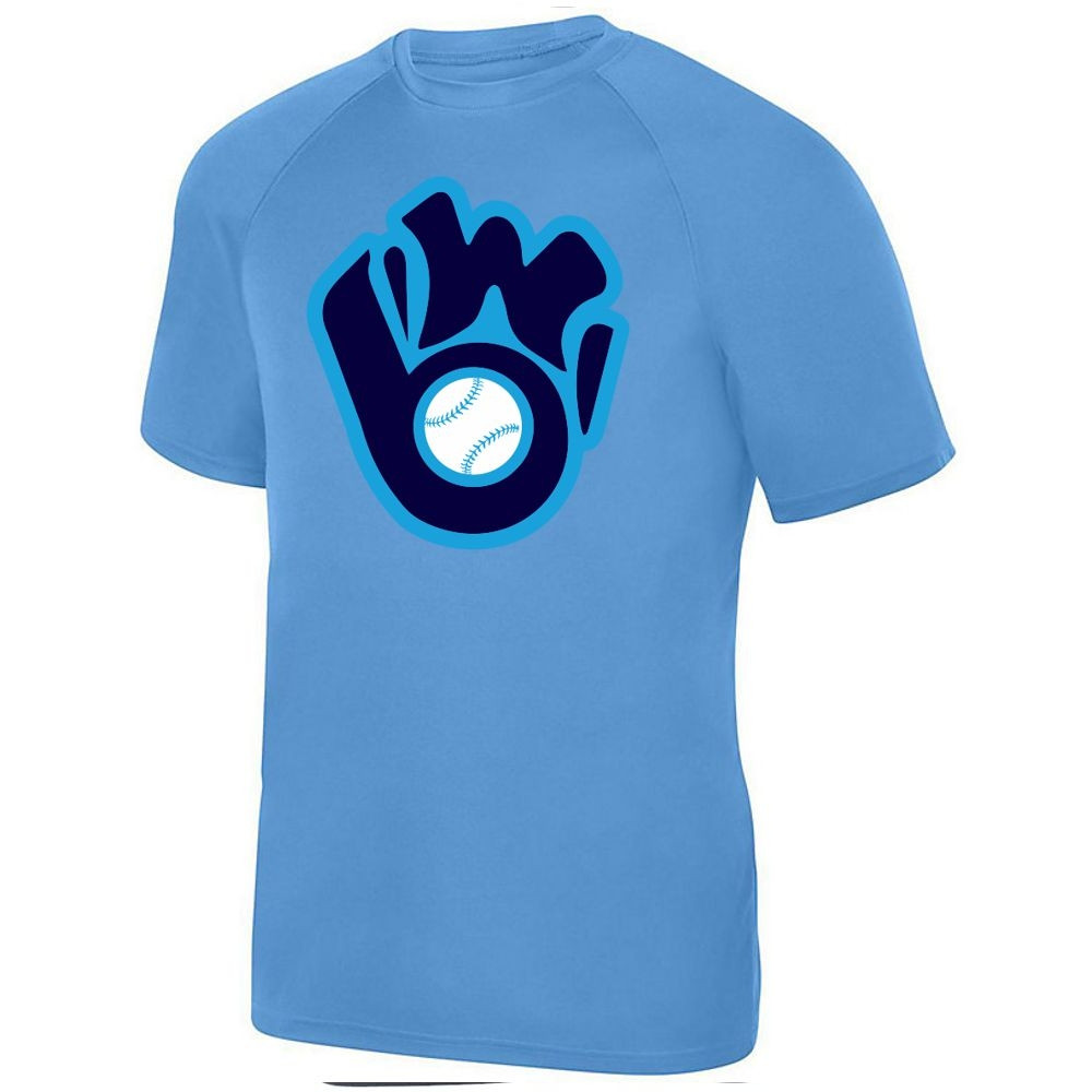 Brown & Wood Basic Performance Tee | Glove Logo | Columbia Blue
