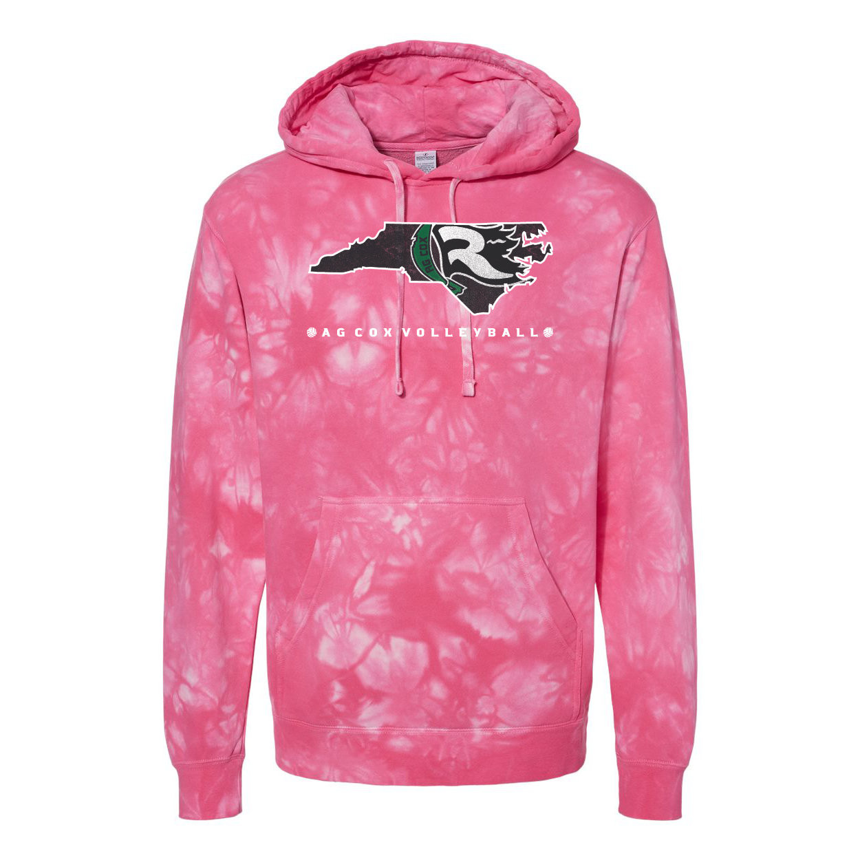AG Cox Volleyball | Tie-Dyed Hooded Sweatshirt | Pink Out
