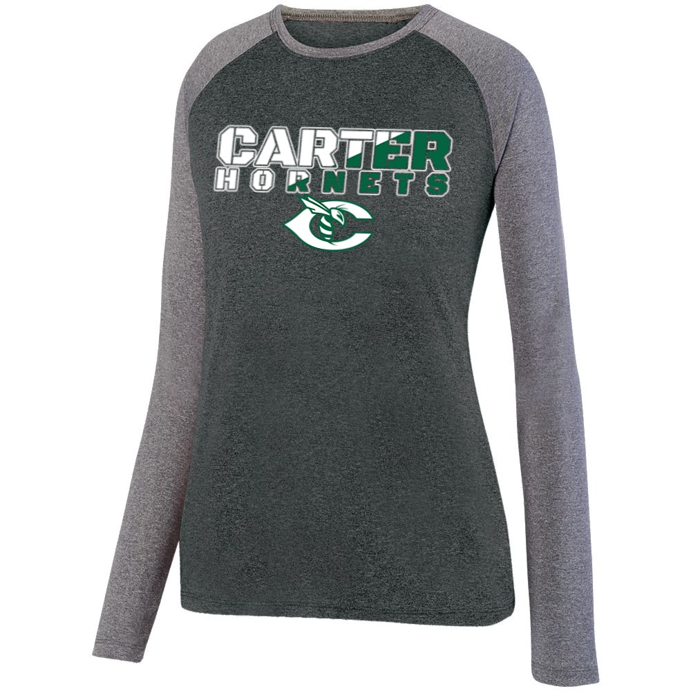 Carter Hornets Slash Design Long-Sleeve Ladies Performance Raglan T-Shirt | Multiple Colors