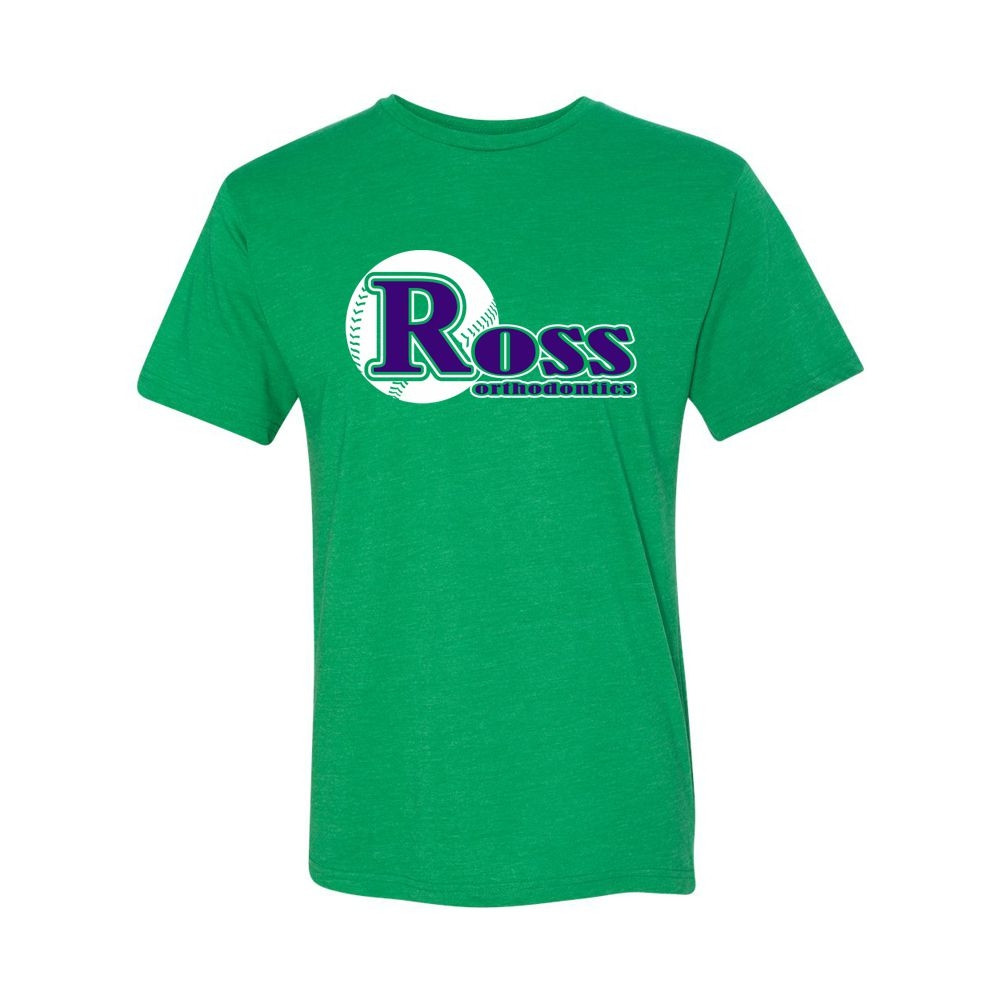 Ross Baseball | Short-Sleeve Cotton Tee | Full Front Logo