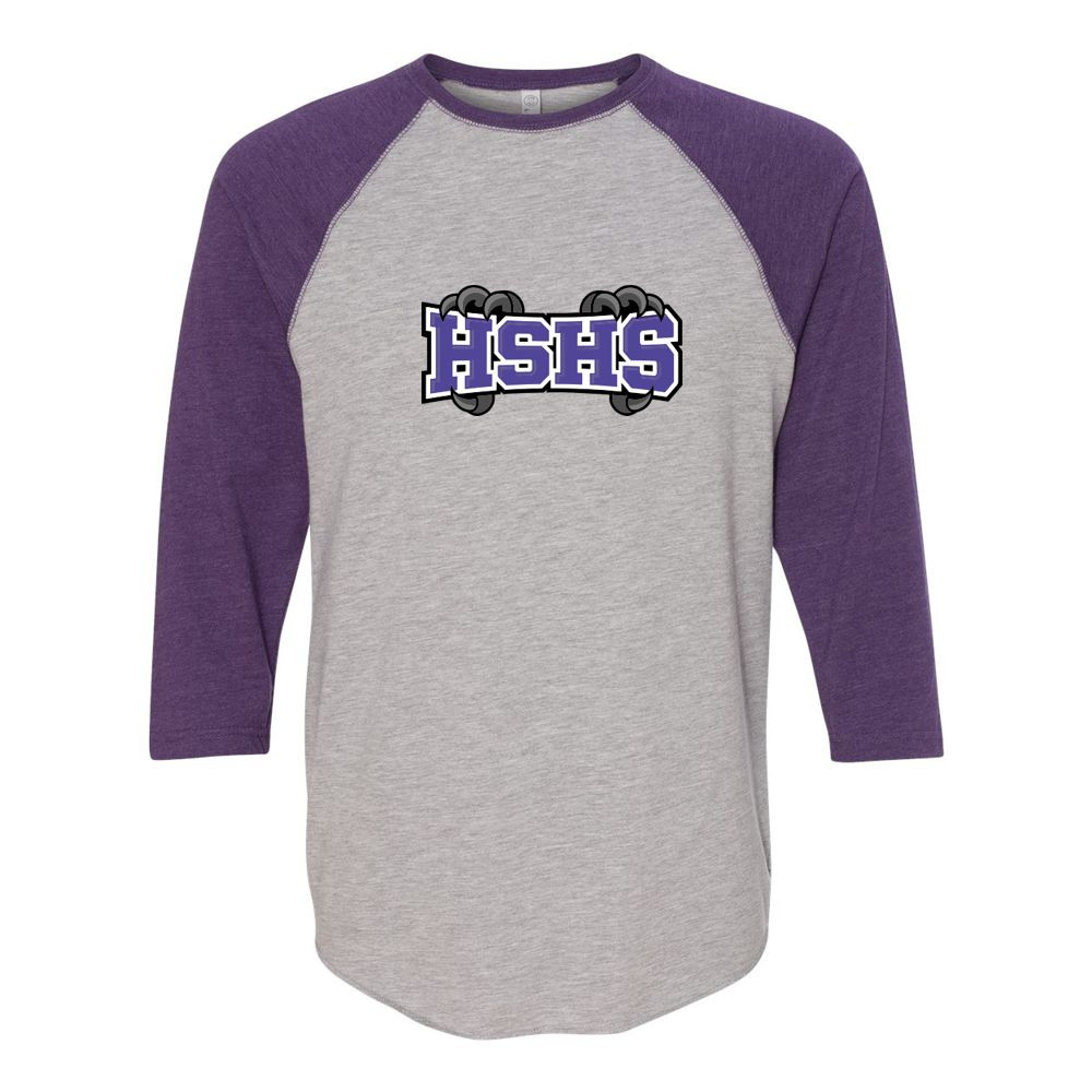 Holly Springs High School | Unisex Three-Quarter Sleeve Baseball Raglan | HSHS Claw Design