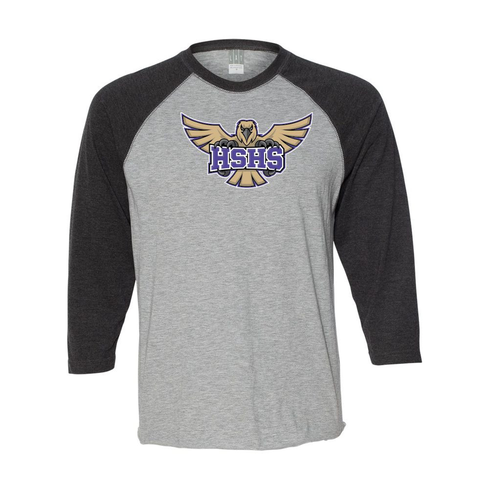 Holly Springs High School | Unisex Three-Quarter Sleeve Baseball Raglan | HSHS Hawk Design