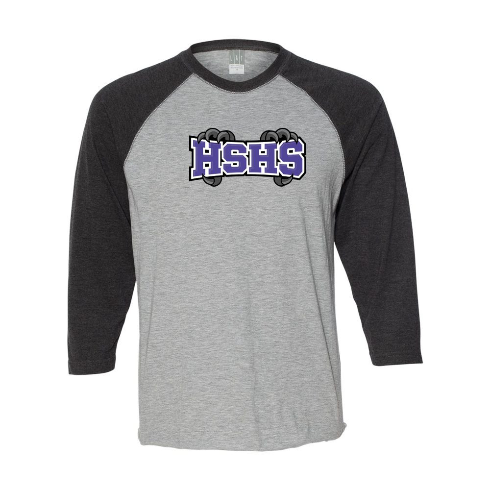 Holly Springs High School | Unisex Three-Quarter Sleeve Baseball Raglan | HSHS Claw Design