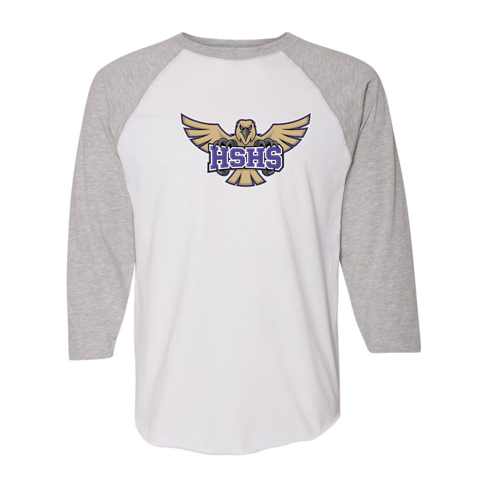 Holly Springs High School | Unisex Three-Quarter Sleeve Baseball Raglan | HSHS Hawk Design
