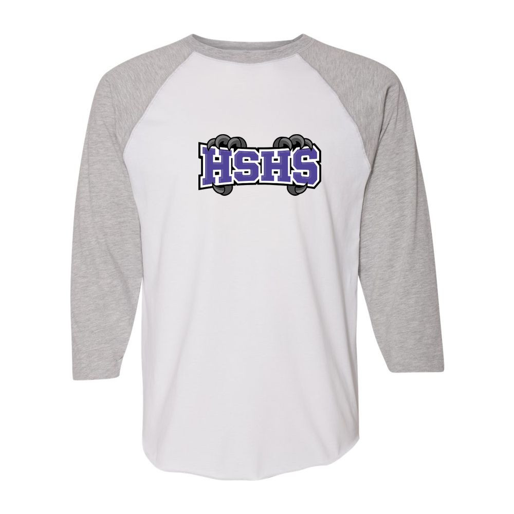 Holly Springs High School | Unisex Three-Quarter Sleeve Baseball Raglan | HSHS Claw Design