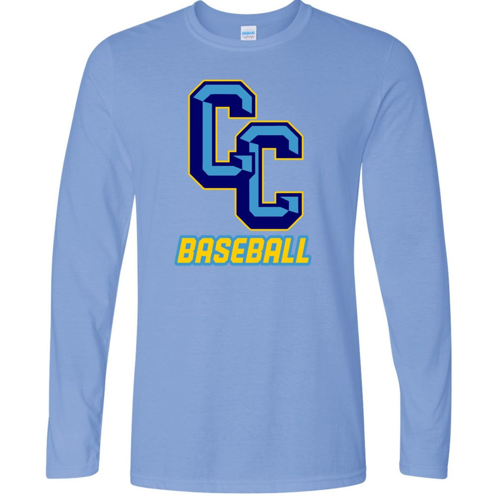 C&C Baseball Long-Sleeve Columbia Blue Cotton Tee