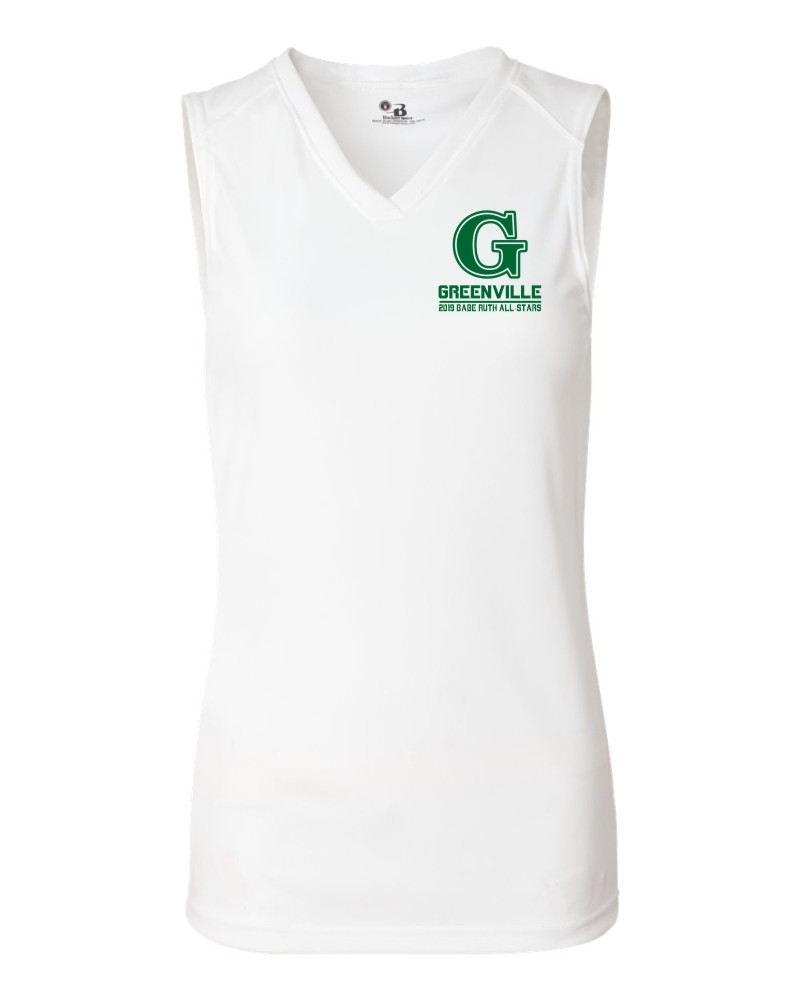 Ladies White Performance Tank | Left Chest Print | Babe Ruth Greenville All-Stars