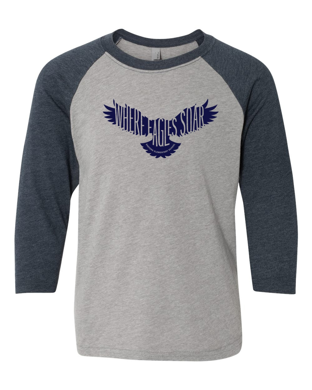 Blue Eagle | Eastern Elementary Raglan Sleeve Tee | Grey/Navy