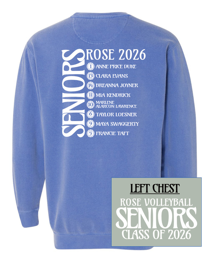 Rose Volleyball | Class of 2026 | Comfort Colors Crewneck Sweatshirt