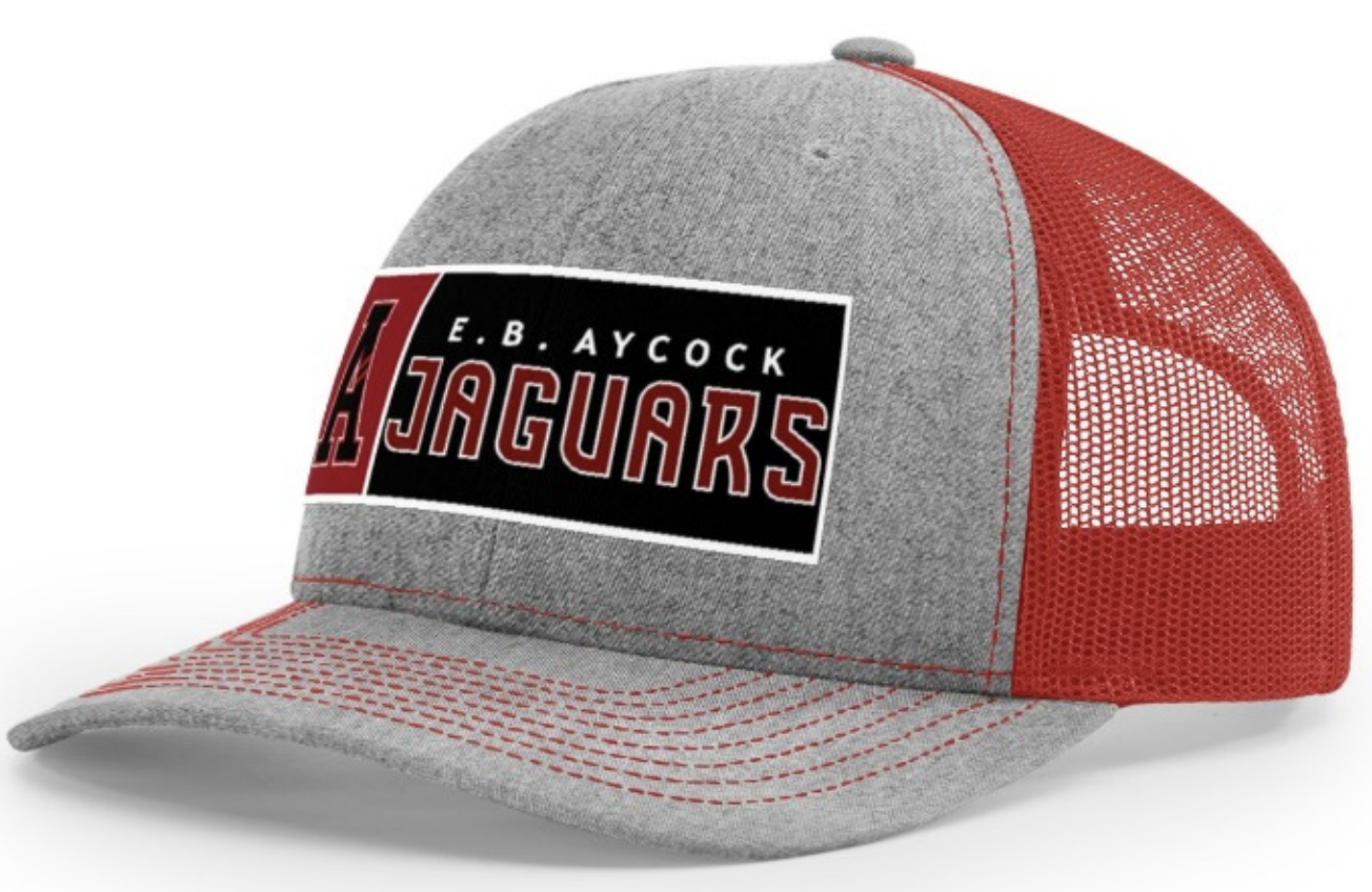 EB Aycock Mesh Trucker Hat | HeatherGreyLightCharcoalVarsityRed