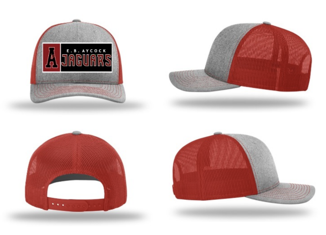 EB Aycock Mesh Trucker Hat | HeatherGreyLightCharcoalVarsityRed
