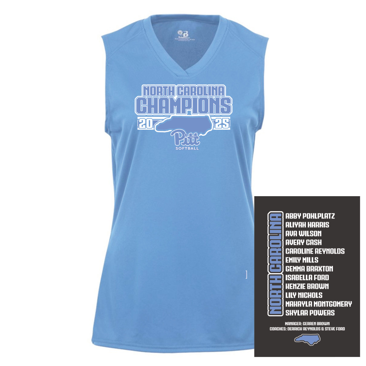 2025 North Carolina Champions | Ladies Sleeveless Performance Tee | Proceeds Benefit the Team