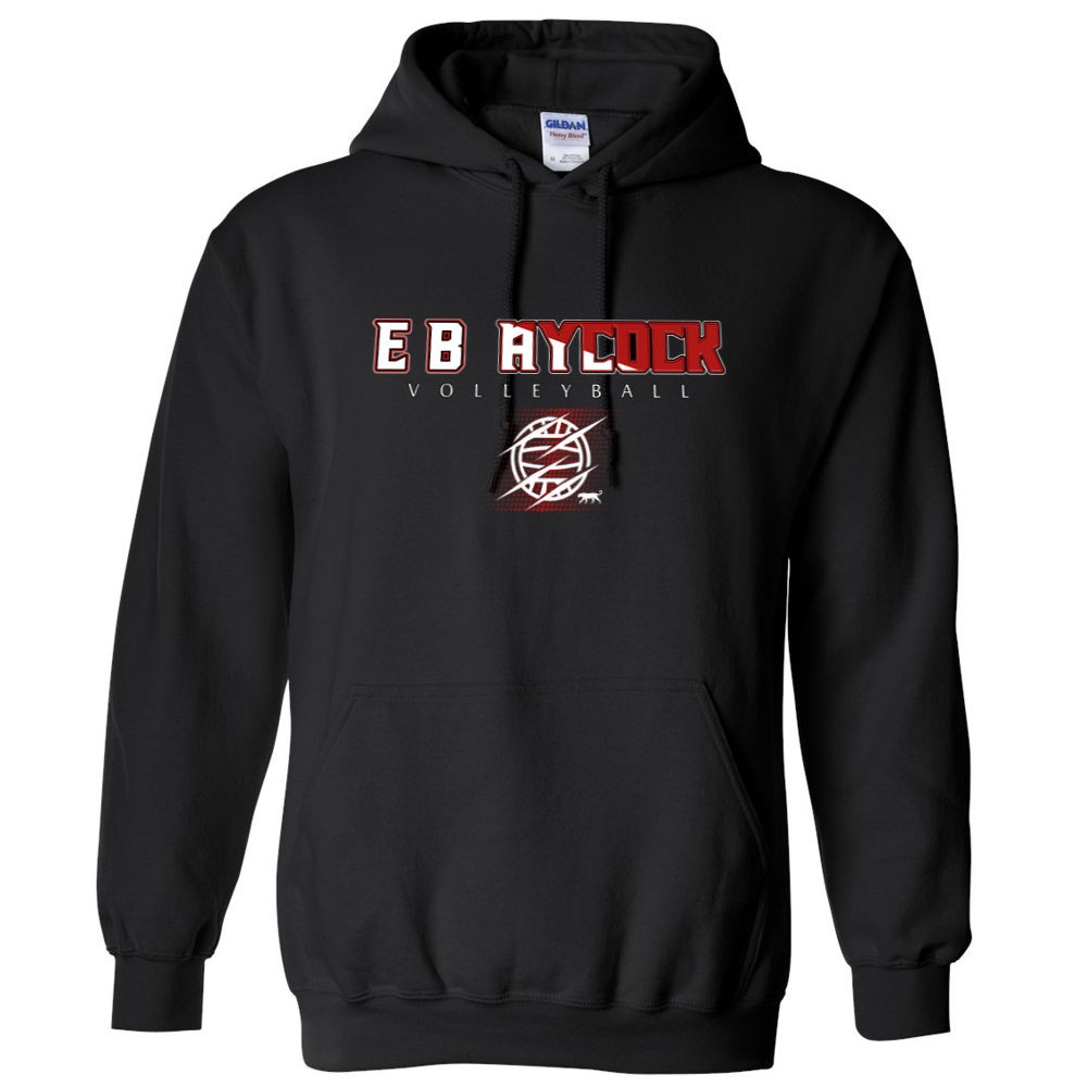 EB Aycock Cotton Hooded Sweatshirt | Volleyball Word Logo | Multiple Colors