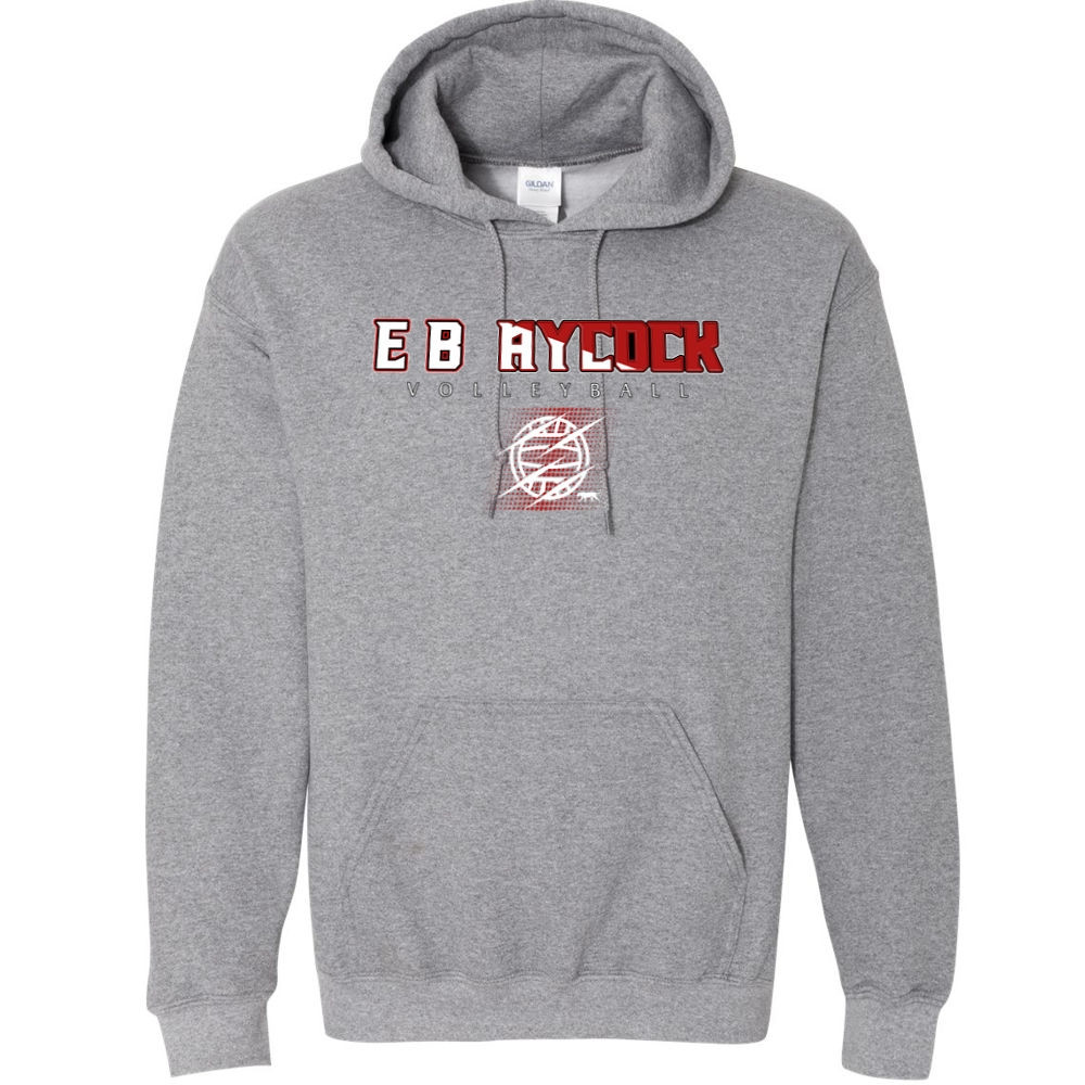 EB Aycock Cotton Hooded Sweatshirt | Volleyball Word Logo | Multiple Colors