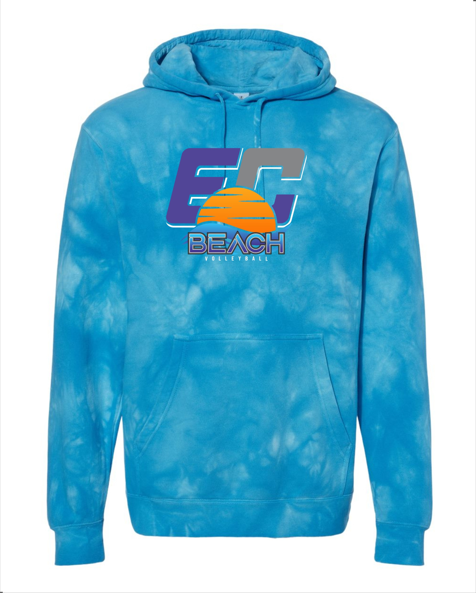 EC Beach | Unisex Midweight Tie-Dyed Hooded Sweatshirt | Rising Sun Logo